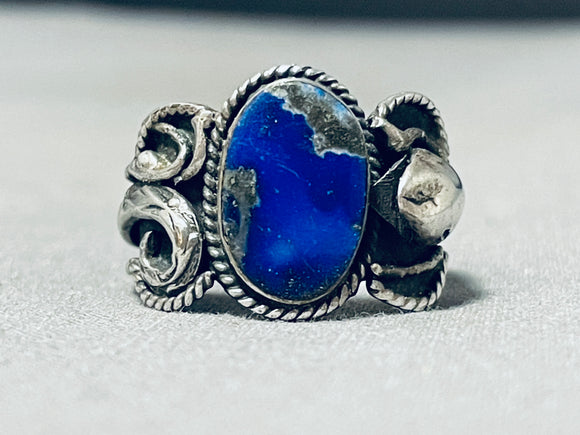 One Of The Most Unique Vintage Native American Navajo Lapis Sterling Silver Snake Ring-Nativo Arts