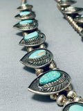 Authentic Vintage Native American Navajo Rare Turquoise Sterling Silver Squash Blossom Necklace-Nativo Arts
