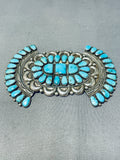 Justin Wilson Vintage Native American Navajo Blue Turquoise Sterling Silver Pin-Nativo Arts