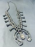 Gorgy 182 Grams Vintage Native American Navajo Turquoise Sterling Silver Squash Blossom Necklace-Nativo Arts