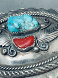 Superlative Vintage Native American Navajo Sleeping Beauty Turquoise Sterling Silver Buckle-Nativo Arts