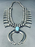 204 Grams Native American Navajo Turquoise Sterling Silver Squash Blossom Necklace-Nativo Arts
