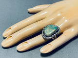 Vintage Navajo Royston Turquoise Sterling Silver Ring – Large Stone Size 10.5-Nativo Arts