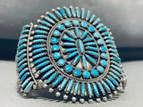 One Of The Most Intricate Vintage Native American Zuni Turquoise Sterling Silver Bracelet-Nativo Arts