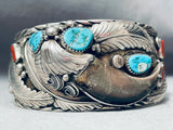 Powerful Bear Vitnage Native American Navajo Turquoise Sterling Silver Bracelet-Nativo Arts