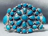 Deep Blue Turquoise Vintage Native American Navajo Sterling Silver Bracelet-Nativo Arts