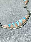 Beautiful Vintage Native American Zuni Blue Gem Turquoise Sterling Silver Necklace Signed-Nativo Arts