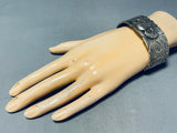 Us Army Vintage Native American Navajo Sterling Silver Hand Tooled Bracelet-Nativo Arts
