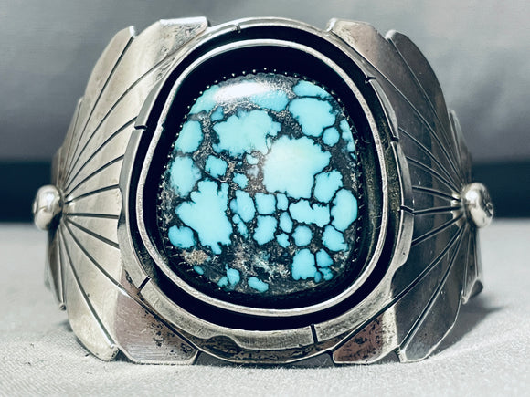 Rare Indian Mountain Turquoise Vintage Native American Navajo Sterling Silver Bracelet-Nativo Arts