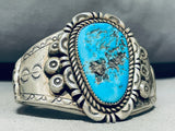 Leo Nez 71 Grams Vintage Native American Navajo Turquoise Sterling Silver Bracelet Cuff-Nativo Arts