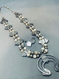 Fab Vintage Native American Navajo Domed Pearl Sterling Silver Squash Blossom Necklace-Nativo Arts