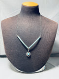 Elegant Vintage Native American Navajo Morenci Turquoise Sterling Silver Necklace-Nativo Arts