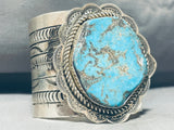 179 Grams Heavy Native American Navajo Turquoise Sterling Silver Bracelet Cuff-Nativo Arts
