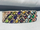 Native American Rare Vintage Navajo So Coloful Sterling Silver Stone Bracelet-Nativo Arts