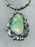 Important Will Singer Vintage Native American Navajo Green Turquoise Sterling Silver Necklace-Nativo Arts