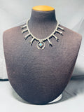 Dropdead Fab!! Vintage Native American Navajo Turquoise Sterling Silver Squash Blossom Necklace-Nativo Arts