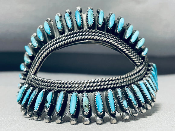 Window Rock!! Vintage Native American Zuni Turquoise Sterling Silver Bracelet-Nativo Arts