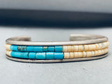 Intricate Vintage Native American Navajo 6' Wrist Turquoise Inlay Sterling Silver Bracelet-Nativo Arts