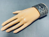 Us Army Airborne Vintage Native American Navajo Very Rare Sterling Silver Bracelet Cuff-Nativo Arts