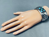 Museum Quality Vintage Native American Navajo Turquoise Satellite Sterling Silver Bracelet-Nativo Arts