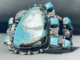 Bob Cleveland Important Vintage Native American Navajo #8 Turquoise Sterling Silver Bracelet-Nativo Arts