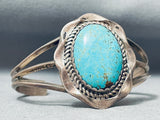 Rare Domed #8 Turquoise Vintage Native American Navajo Drilling Silver Bracelet-Nativo Arts