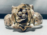 3d Rose!! Vintage Southwest Sterling Silver Bracelet Cuff Old-Nativo Arts