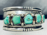 Heavy And Sturdy!! Vintage Native American Navajo Green Turquoise Sterling Silver Bracelet-Nativo Arts