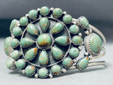 Noteworthy Native American Navajo Green Turquoise Cluster Sterling Silver Huge Bracelet-Nativo Arts