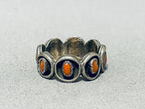 Best Vintage Native American Navajo Coral Sterling Silver Ring-Nativo Arts