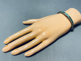 Fantastic Vintage Native American Navajo Inlay Square Cut Turquoise Sterling Silver Bracelet-Nativo Arts