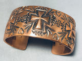 Ronnie Willie Native American Navajo Copper Cross Heart Bracelet-Nativo Arts