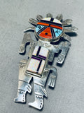 Best Native American Navajo Turquoise Coral Opal Sterling Silver Kachina Pin Pendant-Nativo Arts