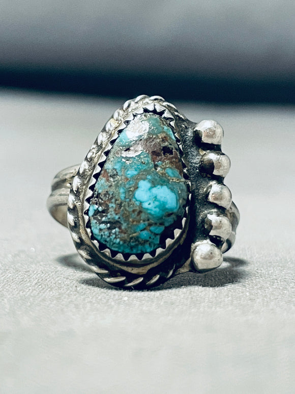 Expressive Vintage Native American Navajo Royston Turquoise Sterling Silver Ring-Nativo Arts