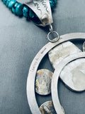Huge Native American Navajo Turquoise Sterling Silver Coin Squash Blossom Necklace-Nativo Arts