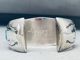 Majestic Vintage Native American Navajo 10 Turquoise Square Cut Sterling Silver Bracelet-Nativo Arts