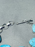 Sparkling Native American Navajo Old Kingman Turquoise Sterling Silver Bracelet-Nativo Arts