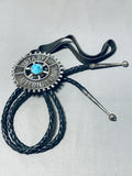Important Vintage Native American Navajo International Rotary Turquoise Sterling Silver Bolo Tie-Nativo Arts