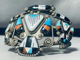 One Of The Best Earlybird Vintage Native American Zuni Turquoise Inlay Sterling Silver Bracelet-Nativo Arts