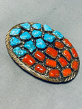 Chunky Stones!! Vintage Native American Navajo Sterling Silver Turquoise Buckle-Nativo Arts