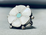 Dropdead Gorgeous Vintage Native American Zuni Turquoise Inlay Sterling Silver Ring-Nativo Arts