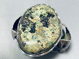 Early Vintage Native American Navajo Moss Green Turquoise Sterling Silver Bracelet-Nativo Arts