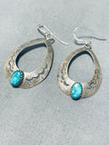 Best Vintage Native American Navajo Carico Lake Turquoise Sterling Silver Teardrop Earrings-Nativo Arts