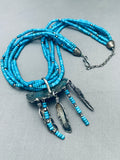 One Of The Finest Vintage Native American Navajo Turquoise Sterling Silver Necklace-Nativo Arts