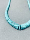 Graduating Turquoise Disc Vintage Native American Navajo Sterling Silver Necklace