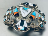 One Of The Best Earlybird Vintage Native American Zuni Turquoise Inlay Sterling Silver Bracelet-Nativo Arts