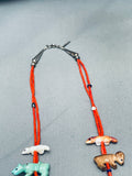 Important Andres Quandelacy Vintage Native American Zuni Fetish Sterling Silver Necklace-Nativo Arts