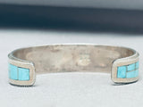 Rickell Booqua Native American Zuni Blue Gem Turquoise Sterling Silver Bracelet-Nativo Arts