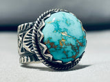 Astounding Vintage Native American Navajo Signed Candelaria Turquoise Sterling Silver Ring-Nativo Arts