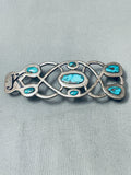 One Of The Coolest Most Unique Vintage Native American Navajo Sterling Silver Turquoise Buckle